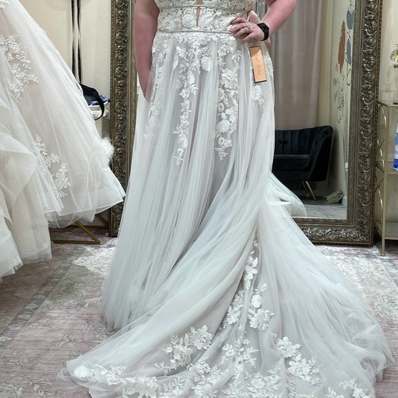 Mori Lee Strapless White Floral Dress - Picture 1 of 7